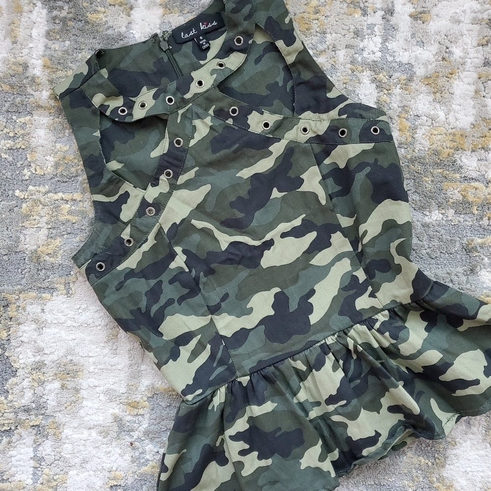 Last Kiss Sleeveless Camo Top with Cutouts